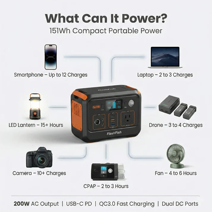 FlashFish 200W Portable Solar Power Station